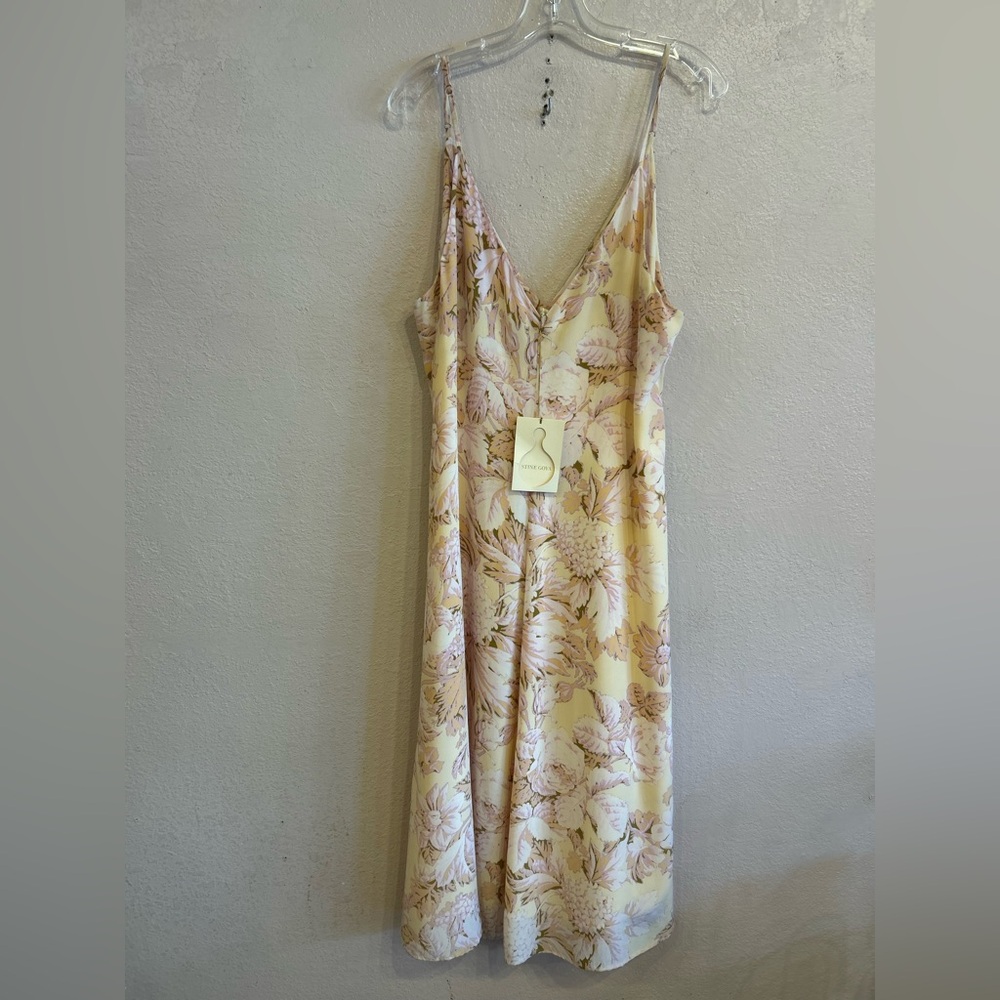 NWT Stine Goya Floral Gianna Dress Peach Pink SILK Size XL - Picture 1 of 9